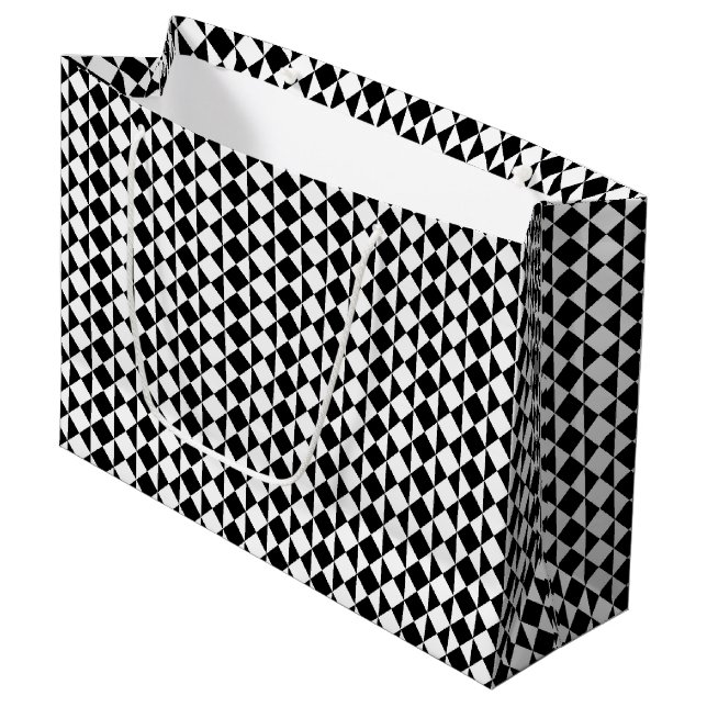 Black and white geometrical pattern  large gift bag (Front Angled)