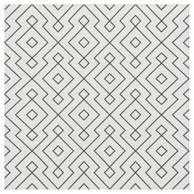 black and white geometrical pattern modern print fabric (Close Up)