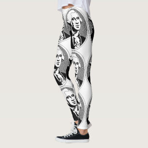 Black and White George Washington Portrait Leggings