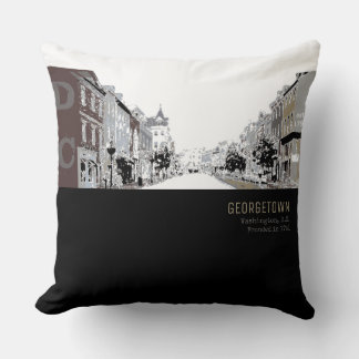 Black and White Georgetown Washington DC Cushion