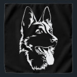 Black And White German Shepherd Bandana<br><div class="desc">Black silhouette of a sitting German shepherd black and white</div>