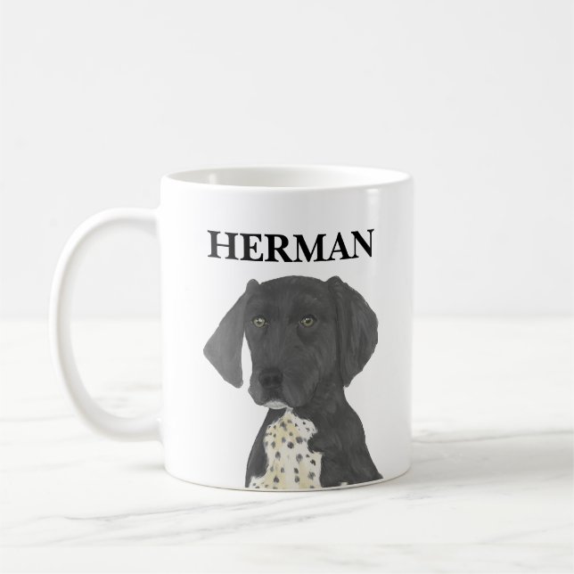 Black and White German Shorthaired Pointer Coffee Mug (Left)