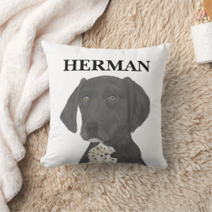 Black and White German Shorthaired Pointer Cushion