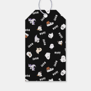 Black and White Ghost and Boo Pattern. Gift Tags