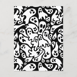Black And White Ghost Pattern Postcard