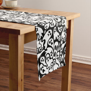Black And White Ghost Pattern Short Table Runner
