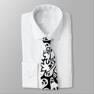 Black And White Ghost Pattern Tank Tie