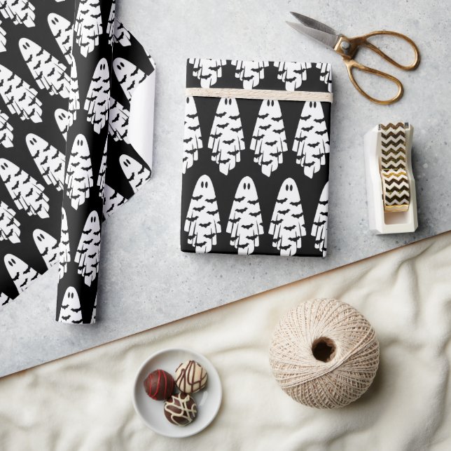 Black and White Ghost Wrapping Paper (Crafts)