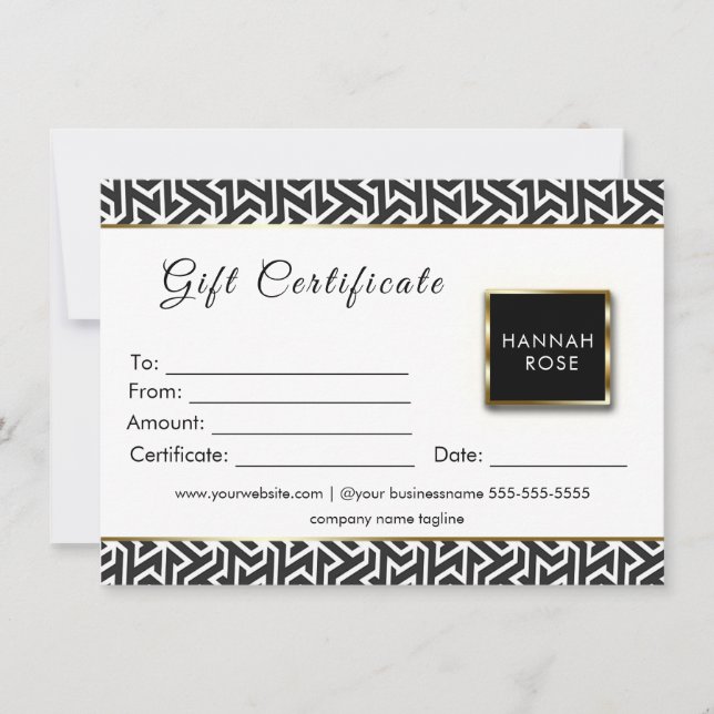 black and white gift certificate (Front)