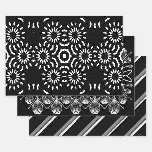 Black and White Gift Wrap Set of 3