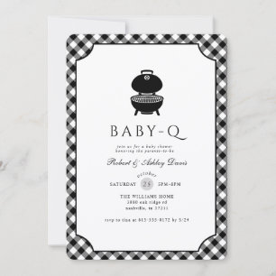 Black and White Gingham Baby Q Baby Shower Invitation