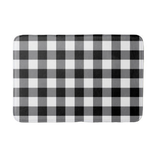 Black And White Gingham Bath Mat