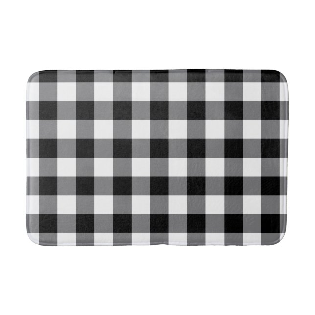 Black And White Gingham Bath Mat (Front)
