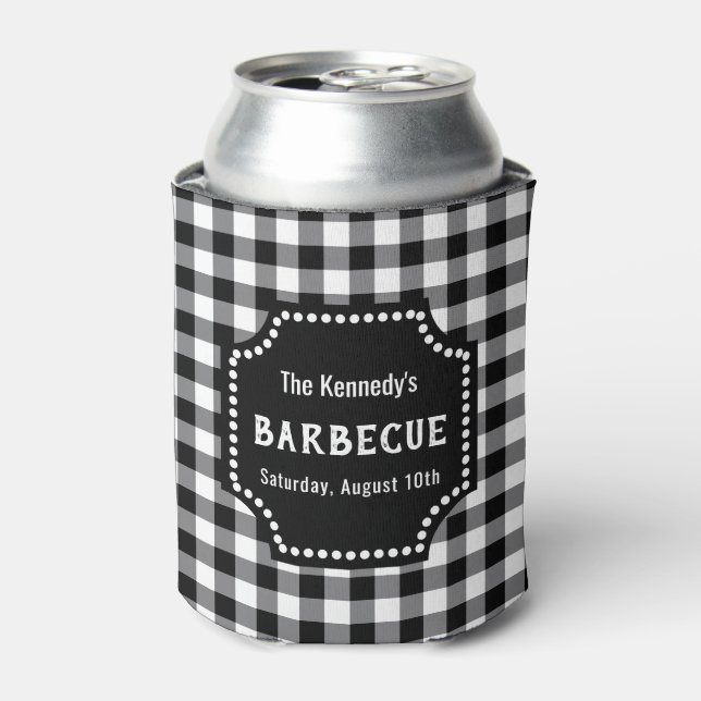 Black And White Gingham BBQ Can Cooler (Can Front)