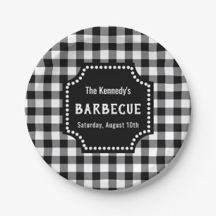 Black And White Gingham BBQ Paper Plate
