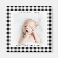 Black and White Gingham Check Baby Birthdate