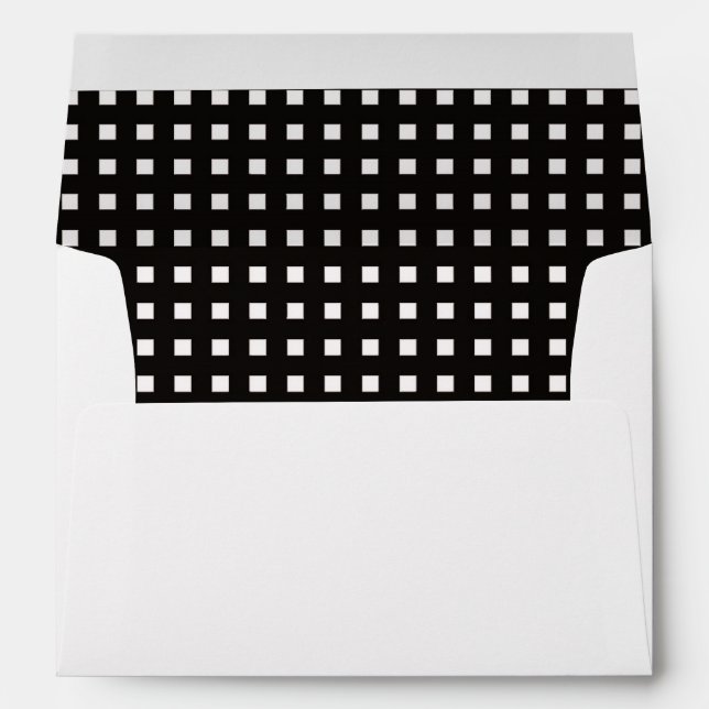Black and White Gingham Check Envelope (Back (Bottom))