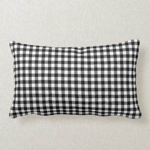 Black And White Gingham Checkered Pattern Lumbar Cushion