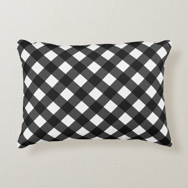 Black and White Gingham Decorative Cushion (Front)