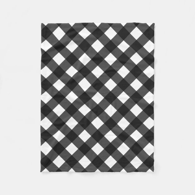 Black and White Gingham Fleece Blanket (Front)