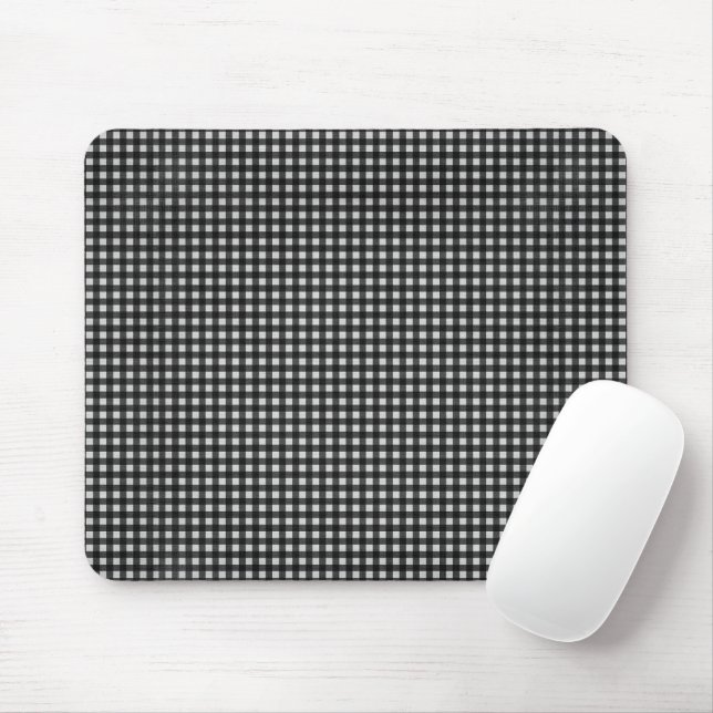 Black and White Gingham Mouse Mat (With Mouse)