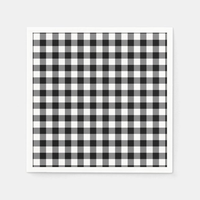 Black And White Gingham Napkin (Front)