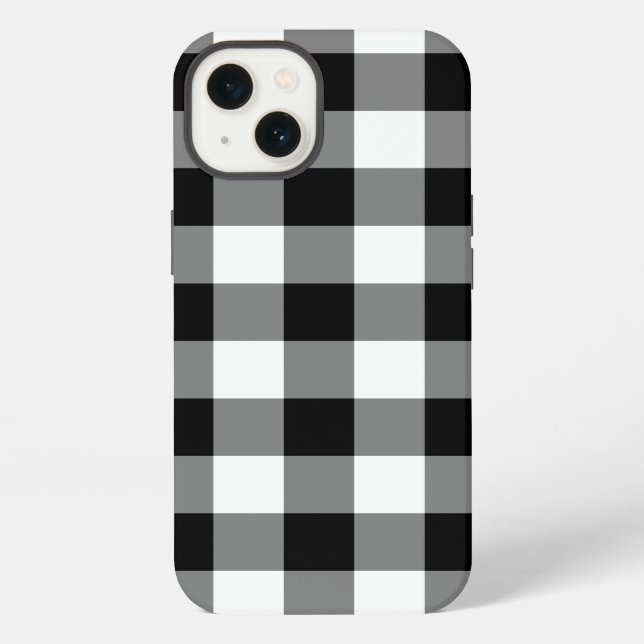 Black and White Gingham Pattern Battery Case (Back)