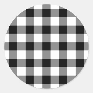 Black and White Gingham Pattern Classic Round Sticker