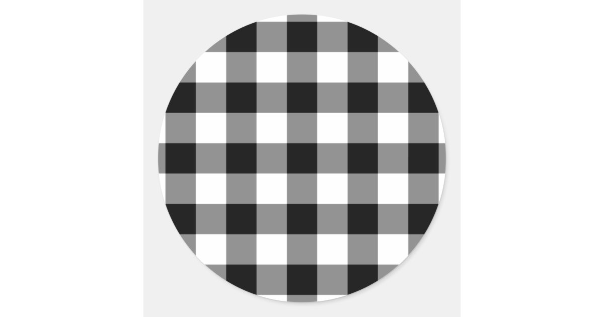 Black and White Gingham Pattern Classic Round Sticker Zazzle