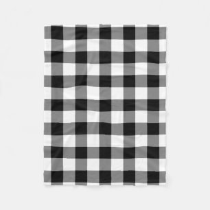 Black and White Gingham Pattern Fleece Blanket
