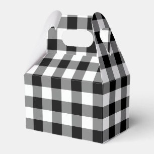 Black and White Gingham Pattern Gable Favour Box