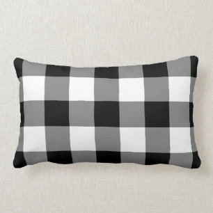 Black and White Gingham Pattern Lumbar Cushion