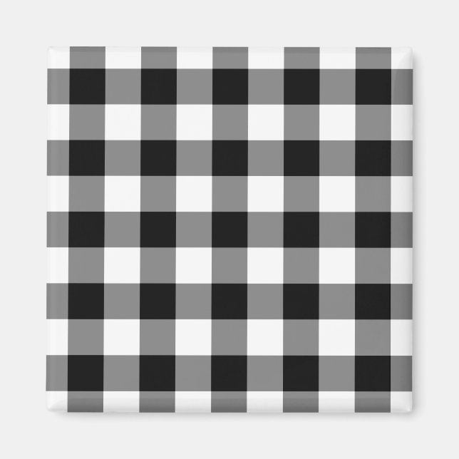 Black and White Gingham Pattern Magnet (Front)