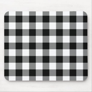 Black and White Gingham Pattern Mouse Mat