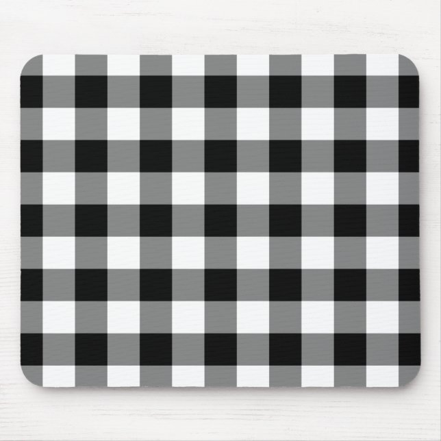 Black and White Gingham Pattern Mouse Mat (Front)