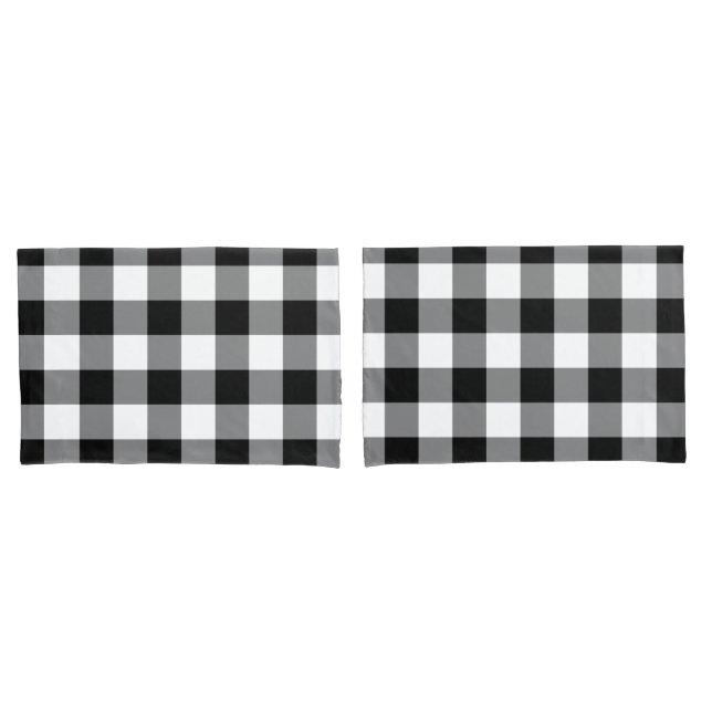 Black and White Gingham Pattern Pillowcase (Front-Set)
