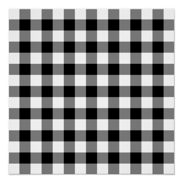 Black and White Gingham Pattern Poster (Front)