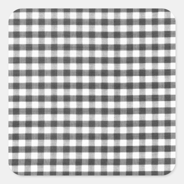 Black and white gingham pattern square sticker (Front)