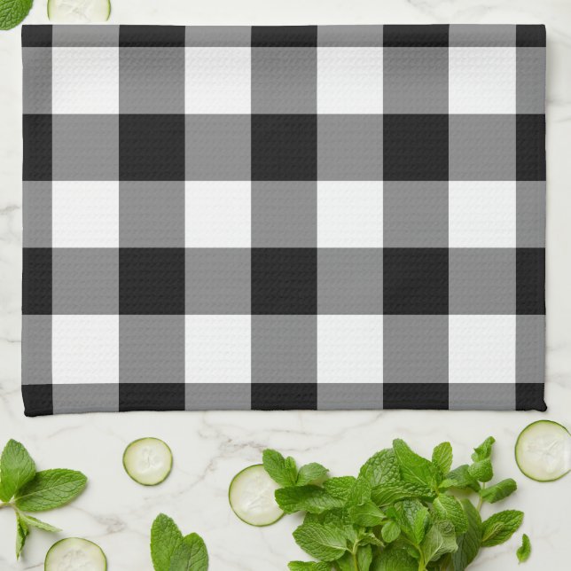 Black and White Gingham Pattern Tea Towel (Folded)