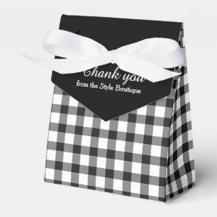 Black and white gingham pattern thank you gift box