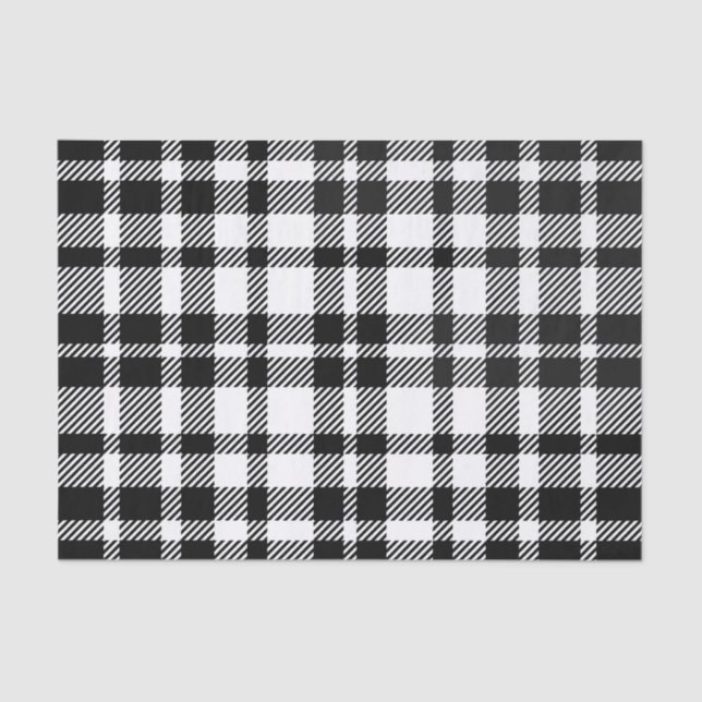 Black and White Gingham Pattern Tissue Paper (Front)