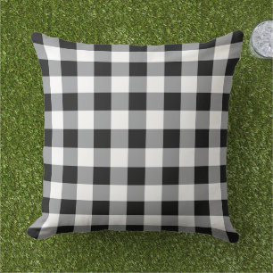 Black and White Gingham Plaid Pattern Cushion