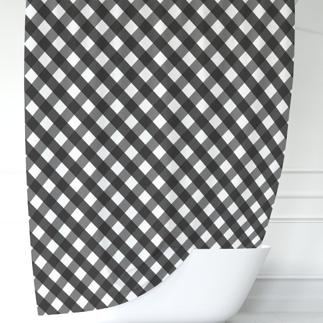 Black and White Gingham Plaid Shower Curtain (Creator Uploaded)