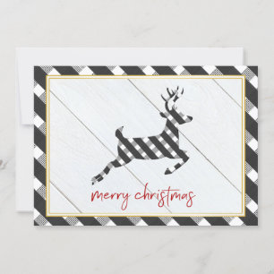 Black and White Gingham Reindeer Christmas Card