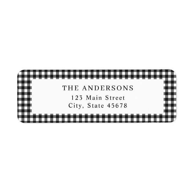 Black and White Gingham Return Address (Front)