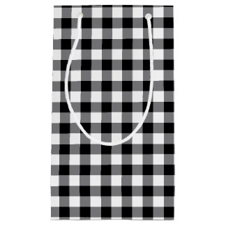 Black And White Gingham Small Gift Bag