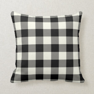 Black and White Gingham Throw Pillow