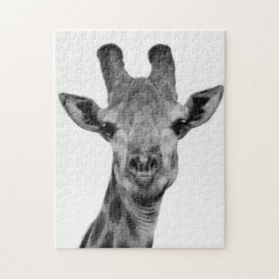 Black and White Giraffe Photograph Jigsaw Puzzle