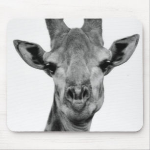 Black and White Giraffe Photograph Mouse Mat