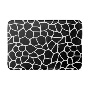 Black and White Giraffe Print Animal Pattern Bath Mat